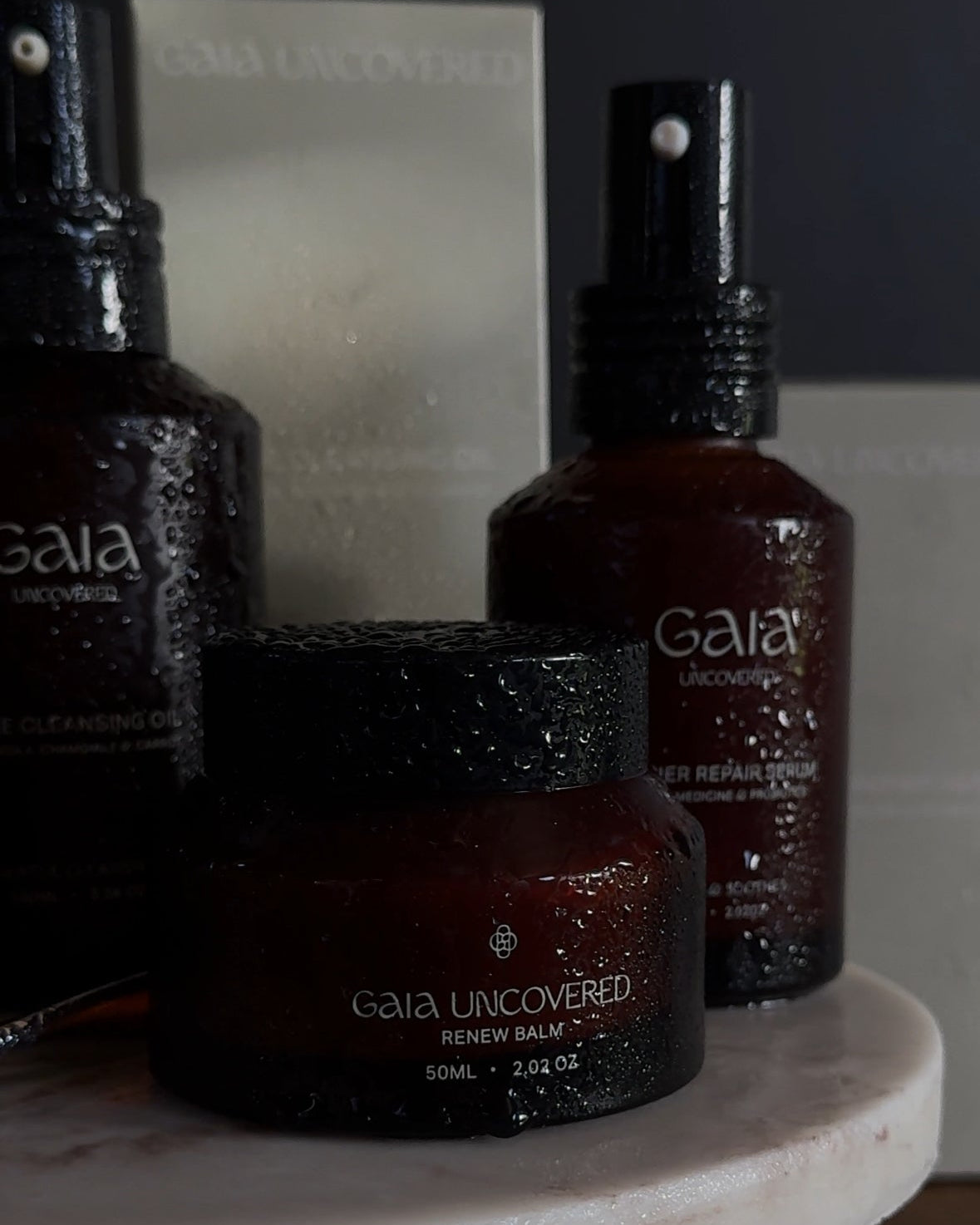 gaia uncovered beef tallow balm bundle. tallow skincare set. renew beef tallow balm with bakuchiol