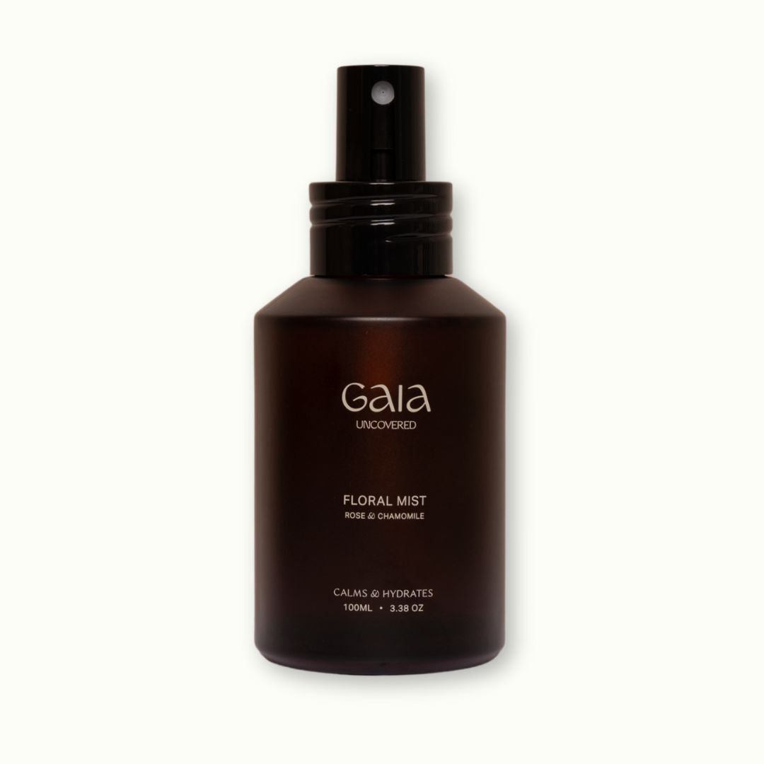 Gaia uncovered floral botanical hydrating mist amber bottle 