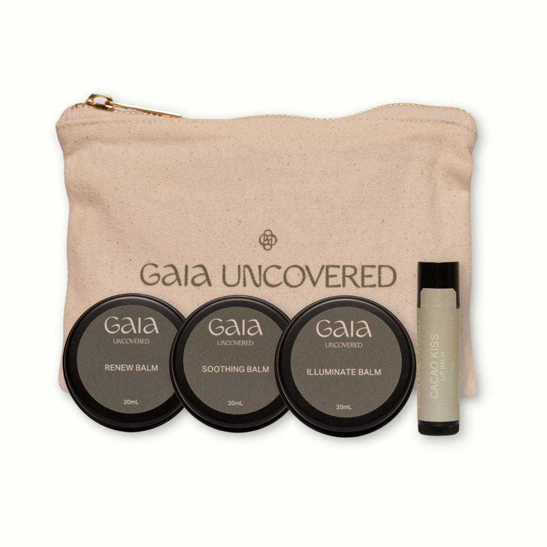 Gaia Uncovered beef tallow balm skincare gift set